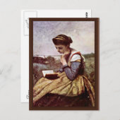 Lezing van de vrouw door Corot Jean-Baptiste-Camil Briefkaart (Voorkant / Achterkant)
