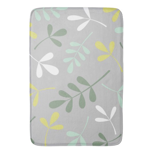LG Assorted Leaves Grens Geel Wit op Grijs Badmat (Voorkant Verticaal)