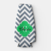LG Chevron Emerald Green naam Init Monogram Flesjeskoeler (Voorkant)