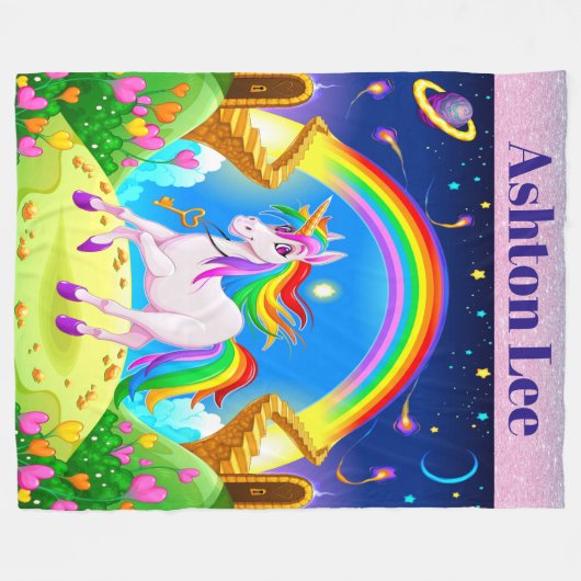 LG Eenhoorn Fleece Deken (Voorkant (Horizontaal))