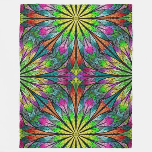 Lg Floral Fractal Fleece Blanket (Voorkant)
