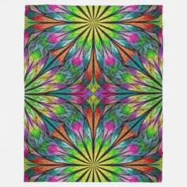 Lg Floral Fractal Fleece Blanket Deken