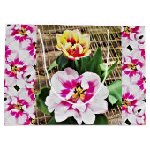 LG Geschenkzak Roze/Gele Tulpen Groot Cadeauzakje (Achterkant)