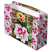 LG Geschenkzak Roze/Gele Tulpen Groot Cadeauzakje (Achterkant Gekanteld)