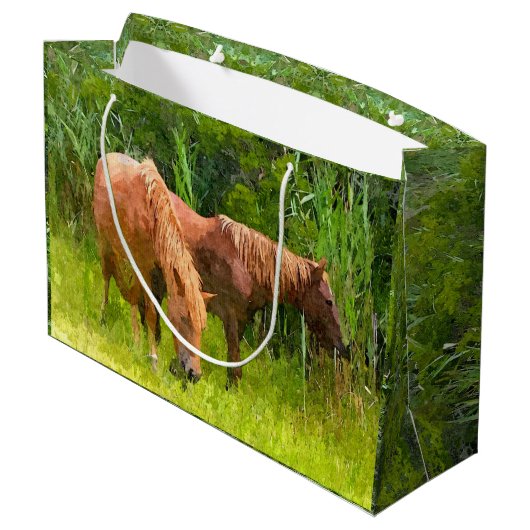 LG GIft Bag Assateague Ponies Groot Cadeauzakje (Achterkant Gekanteld)
