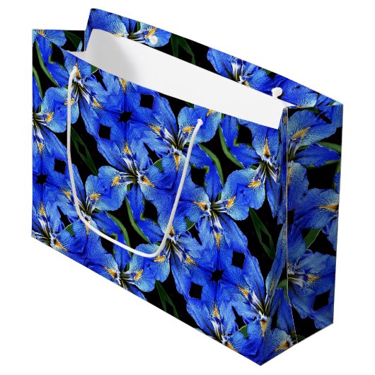 LG Gift Bag Blauwe Iris Groot Cadeauzakje (Voorkant Gekanteld)