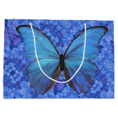 LG Gift Bag Blue Morpho op Hydrangea Groot Cadeauzakje (Achterkant)