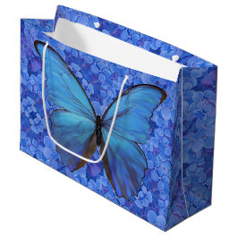 LG Gift Bag Blue Morpho op Hydrangea Groot Cadeauzakje