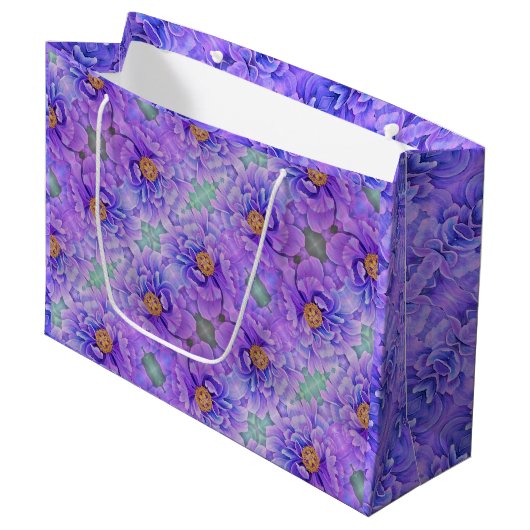LG Gift Bag Lavendel Pioenrozen Groot Cadeauzakje (Voorkant Gekanteld)