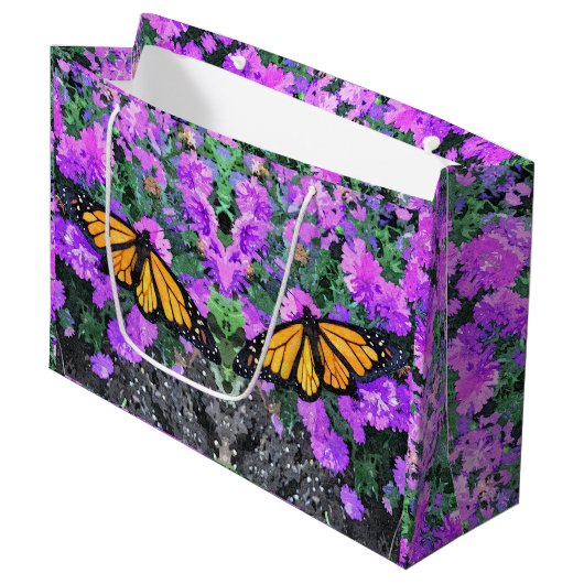LG Gift Bag Monarch op Asters Groot Cadeauzakje (Voorkant Gekanteld)