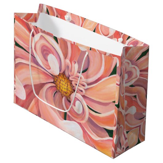 LG Gift Bag Peachy Dahlia Groot Cadeauzakje (Voorkant Gekanteld)