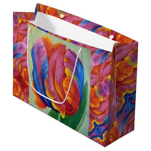 LG Gift Bag Regenboog Tulp #1 Groot Cadeauzakje (Voorkant Gekanteld)