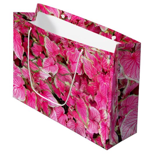 LG Gift Bag Roze bladeren Groot Cadeauzakje (Voorkant Gekanteld)