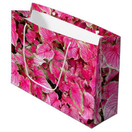 LG Gift Bag Roze bladeren Groot Cadeauzakje
