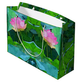 LG Gift Bag Roze Lotus Abstract Groot Cadeauzakje