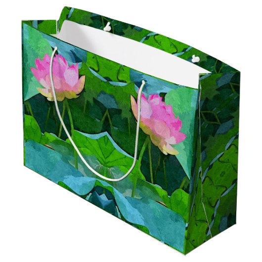 LG Gift Bag Roze Lotus Abstract Groot Cadeauzakje (Achterkant Gekanteld)
