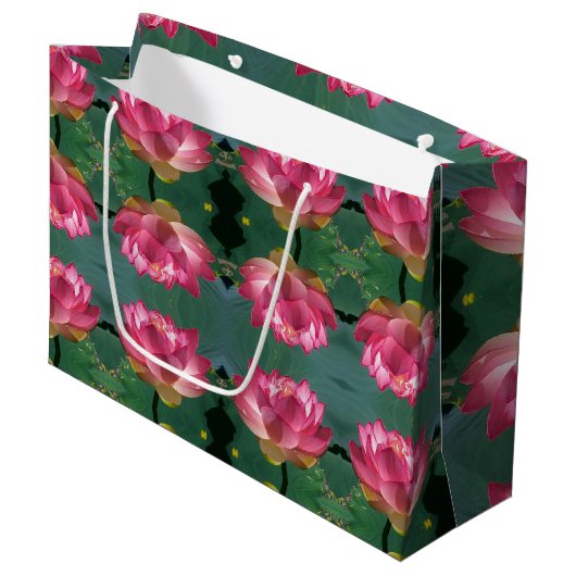 LG Gift Bag Roze Lotus Groot Cadeauzakje (Voorkant Gekanteld)