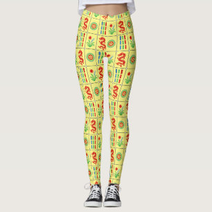 LG Mahjong Tegels #4 Rood Groen Blauw Geel Leggings