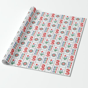 LG Mahjong Tegels #4 Rood Groen Blauw Wit Cadeaupapier