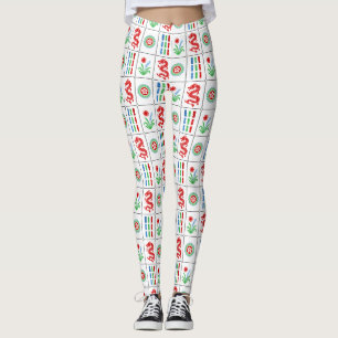 LG Mahjong Tegels #4 Rood Groen Blauw Wit Leggings