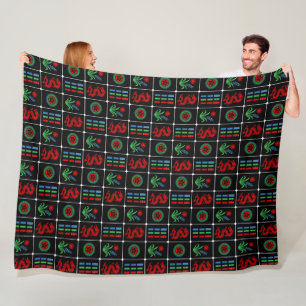 LG Mahjong Tegels #4 Rood Groen Blauw Zwart Fleece Deken