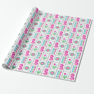 LG Mahjong Tegels #4 Roze Groen Capri Blauw Wit Cadeaupapier