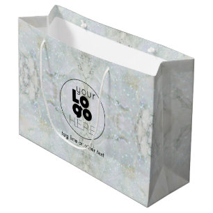 Lg. Papieren kooptas met Logo - Glitter Marble Groot Cadeauzakje