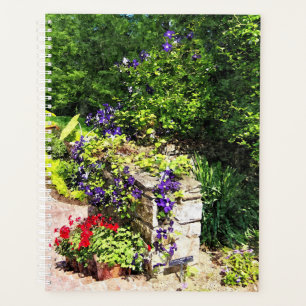 LG Planner - Paarse Clematis aan de wand