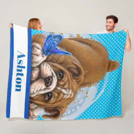 Lg Precious Bulldog Fleece Blanket