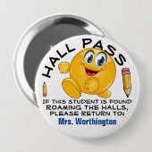LG. School Hall - HALL PASS Ronde Button 4,0 Cm (Voorkant /achterkant)