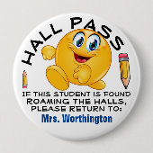 LG. School Hall - HALL PASS Ronde Button 4,0 Cm (Voorkant)