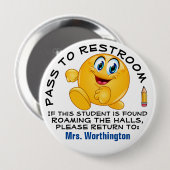 LG. School Hall - HALL PASS Ronde Button 4,0 Cm (Voorkant /achterkant)