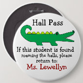 LG. School Hall Pass / Button door SRF (Voorkant /achterkant)