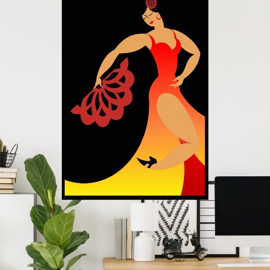 LG. Tall Flamenco Dancer Poster (Thuiskantoor)