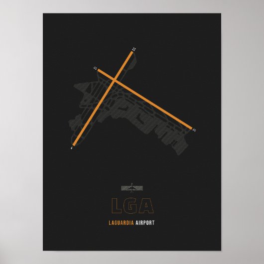 LGA - LaGuardia Airport Runway Diagram Art Poster (Voorkant)