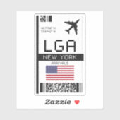 LGA New York Boarding Pass - Luchthavenreizen Sticker (Vel)