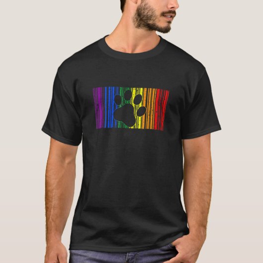 Lgb Ally Furry Cat Dog Paw Pride Rainbow T-shirt (Voorkant)