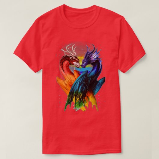 LGB Dragon Heart Rainbow Heart Dragon LGB Pride T-shirt (Design voorkant)