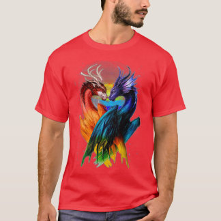 LGB Dragon Heart Rainbow Heart Dragon LGB Pride T-shirt