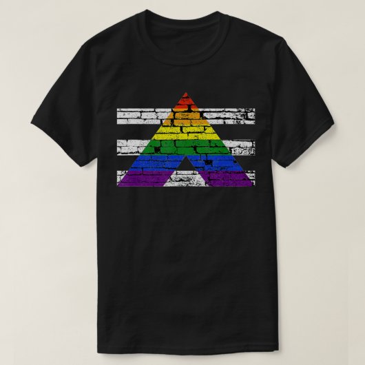 LGB rechte vlag op Brick Wall T-shirt (Design voorkant)