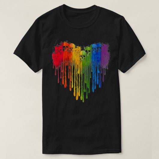 LGB Skulls Heart Love Sugar Skull Rainbow LGB Prid T-shirt (Design voorkant)