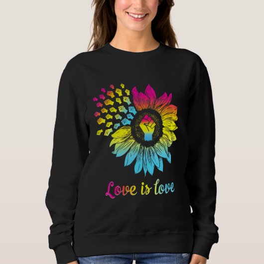 Lgbetq Pride Flag Pansexual Raised Fist Sunflower  Trui (Voorkant)