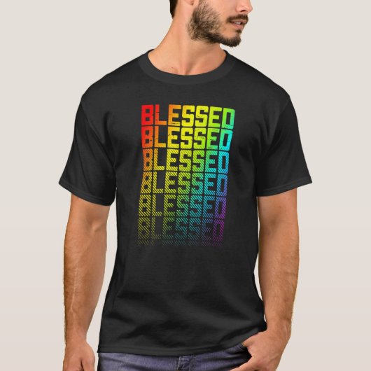Lgbetq+ Rainbow Gay Pride Text Vervagen Afbeelding T-shirt (Voorkant)