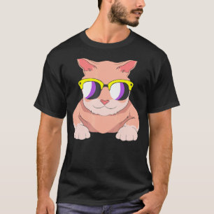Lgbt Agender Kattenzonnebril Non-binaire Vlag No T-shirt