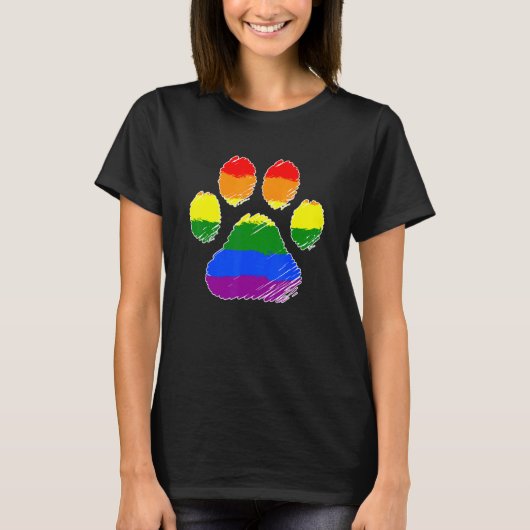 LGBT Allies Furry Pride Regenboog Fursuit Hond Paw T-shirt (Voorkant)