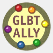 LGBT Ally Baubles Ronde Sticker (Voorkant)