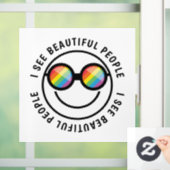 Lgbt Ally Beauful People Quote & Rainbow Glasses Raamsticker (Huis)