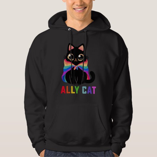 LGBT Ally Cat Be Kind Gay Rainbow  LGBTQ 1 Hoodie (Voorkant)