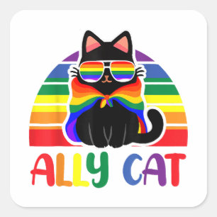 LGBT Ally Cat Be Kind Gay Regenboog Grappige LGBTQ Vierkante Sticker