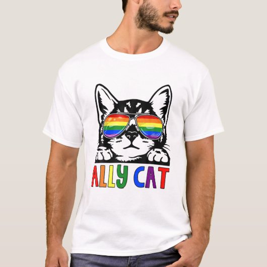 LGBT Ally Cat be Sind Gay Rainbow Funny LGBTQ T-shirt (Voorkant)